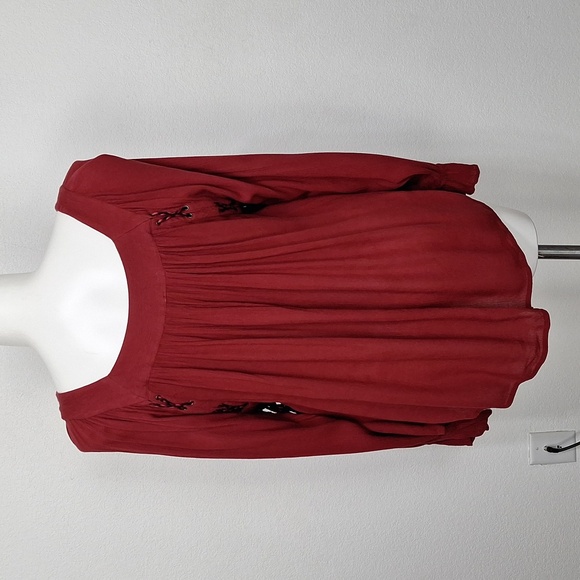 Jessica Simpson Rosewood Bailey Long Sleeve Boho Romantic Lace Up Blouse Size 1X - Picture 5 of 14